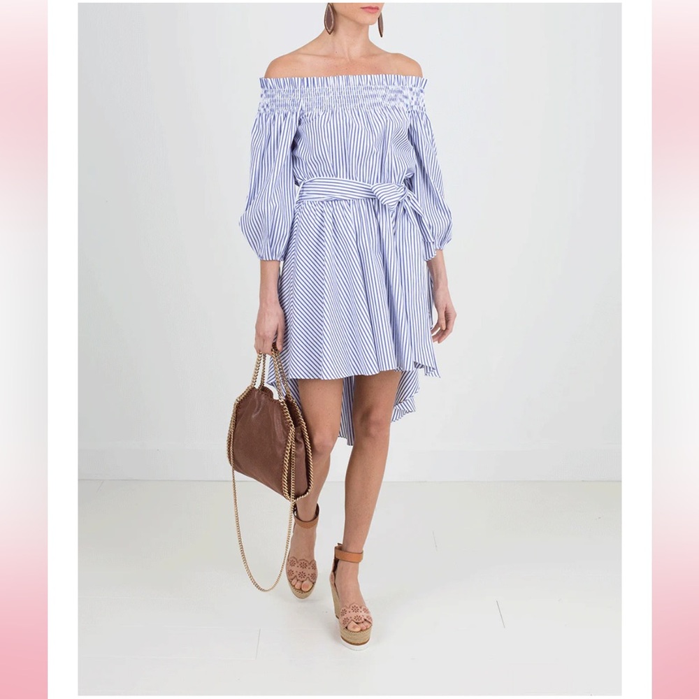 Caroline Constas LOU STRIPED DRESS Off-Shoulder Dress NEW no tags